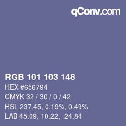 Color code: RGB 101 103 148 | qconv.com