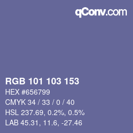 Color code: RGB 101 103 153 | qconv.com