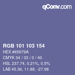 Código de color: RGB 101 103 154 | qconv.com