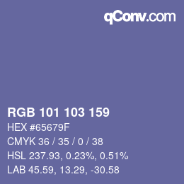 Color code: RGB 101 103 159 | qconv.com