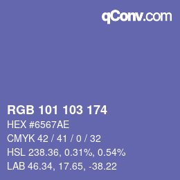 Color code: RGB 101 103 174 | qconv.com