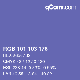 Color code: RGB 101 103 178 | qconv.com