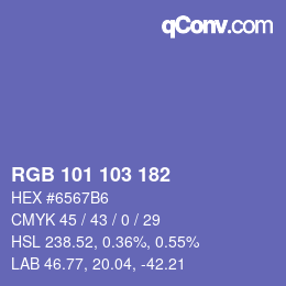 Color code: RGB 101 103 182 | qconv.com