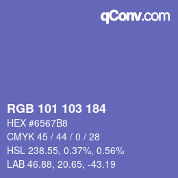 Color code: RGB 101 103 184 | qconv.com