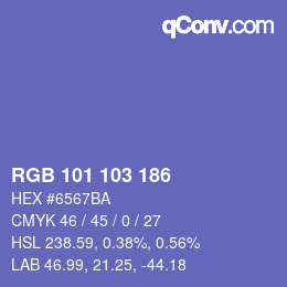 Color code: RGB 101 103 186 | qconv.com