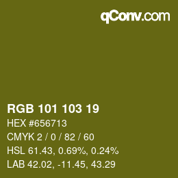 カラーコード: RGB 101 103 19 | qconv.com