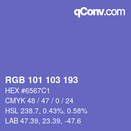 Color code: RGB 101 103 193 | qconv.com