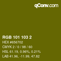 カラーコード: RGB 101 103 2 | qconv.com