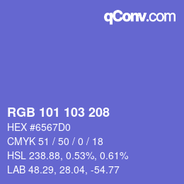 Color code: RGB 101 103 208 | qconv.com
