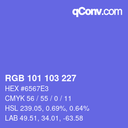 Color code: RGB 101 103 227 | qconv.com