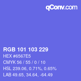 Color code: RGB 101 103 229 | qconv.com