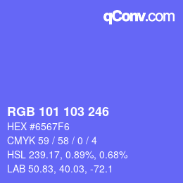 Color code: RGB 101 103 246 | qconv.com