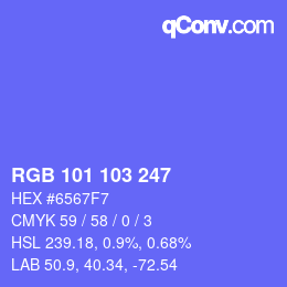 Color code: RGB 101 103 247 | qconv.com