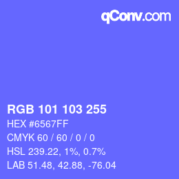 Color code: RGB 101 103 255 | qconv.com