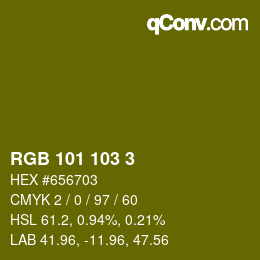 Color code: RGB 101 103 3 | qconv.com