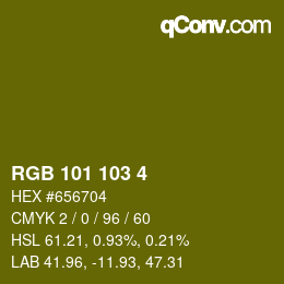 Color code: RGB 101 103 4 | qconv.com