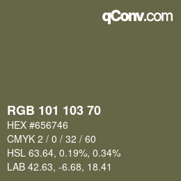Color code: RGB 101 103 70 | qconv.com