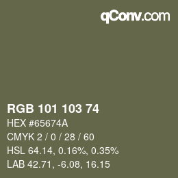 カラーコード: RGB 101 103 74 | qconv.com