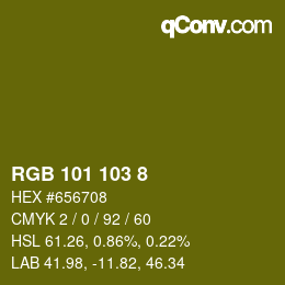 Color code: RGB 101 103 8 | qconv.com