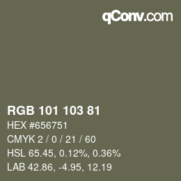 颜色代码: RGB 101 103 81 | qconv.com