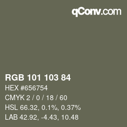 Color code: RGB 101 103 84 | qconv.com