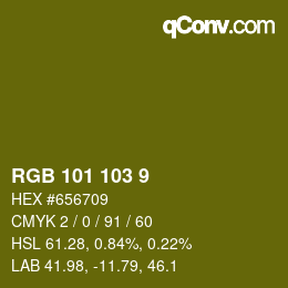 Farbcode: RGB 101 103 9 | qconv.com