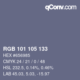 Color code: RGB 101 105 133 | qconv.com