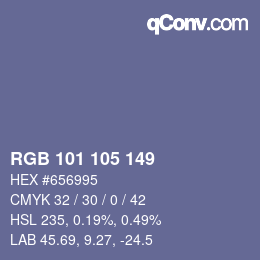 Código de color: RGB 101 105 149 | qconv.com
