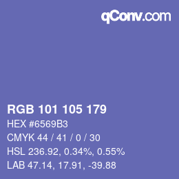 Color code: RGB 101 105 179 | qconv.com