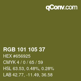 Color code: RGB 101 105 37 | qconv.com