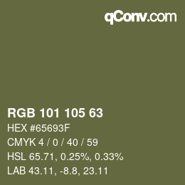 カラーコード: RGB 101 105 63 | qconv.com