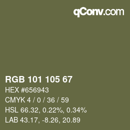 Color code: RGB 101 105 67 | qconv.com