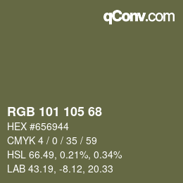 Color code: RGB 101 105 68 | qconv.com