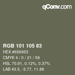 Color code: RGB 101 105 83 | qconv.com