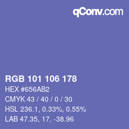 Color code: RGB 101 106 178 | qconv.com