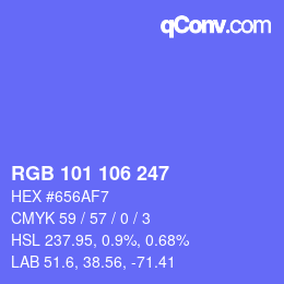 Color code: RGB 101 106 247 | qconv.com