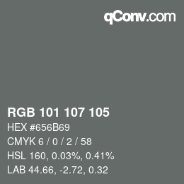 Color code: RGB 101 107 105 | qconv.com