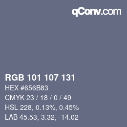 Color code: RGB 101 107 131 | qconv.com