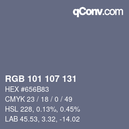 Código de color: RGB 101 107 131 | qconv.com