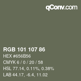 颜色代码: RGB 101 107 86 | qconv.com
