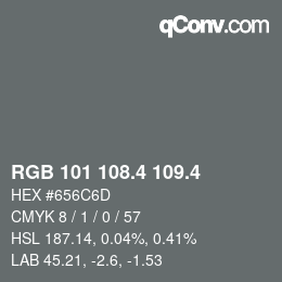 カラーコード: RGB 101 108.4 109.4 | qconv.com