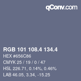 カラーコード: RGB 101 108.4 134.4 | qconv.com