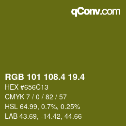 カラーコード: RGB 101 108.4 19.4 | qconv.com