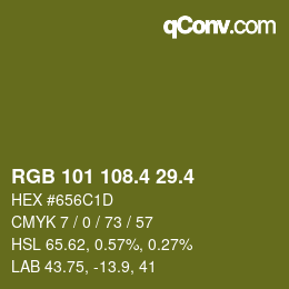 カラーコード: RGB 101 108.4 29.4 | qconv.com