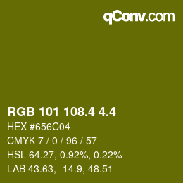 カラーコード: RGB 101 108.4 4.4 | qconv.com