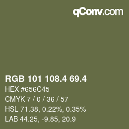 カラーコード: RGB 101 108.4 69.4 | qconv.com