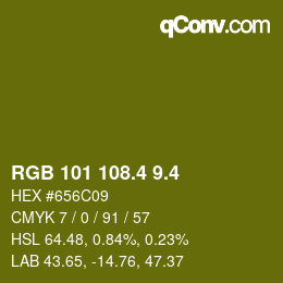 カラーコード: RGB 101 108.4 9.4 | qconv.com