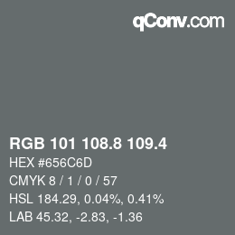 カラーコード: RGB 101 108.8 109.4 | qconv.com