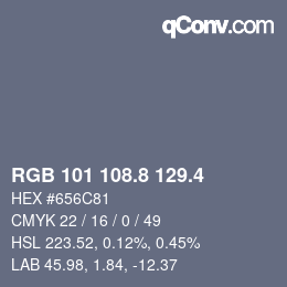 カラーコード: RGB 101 108.8 129.4 | qconv.com