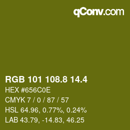カラーコード: RGB 101 108.8 14.4 | qconv.com